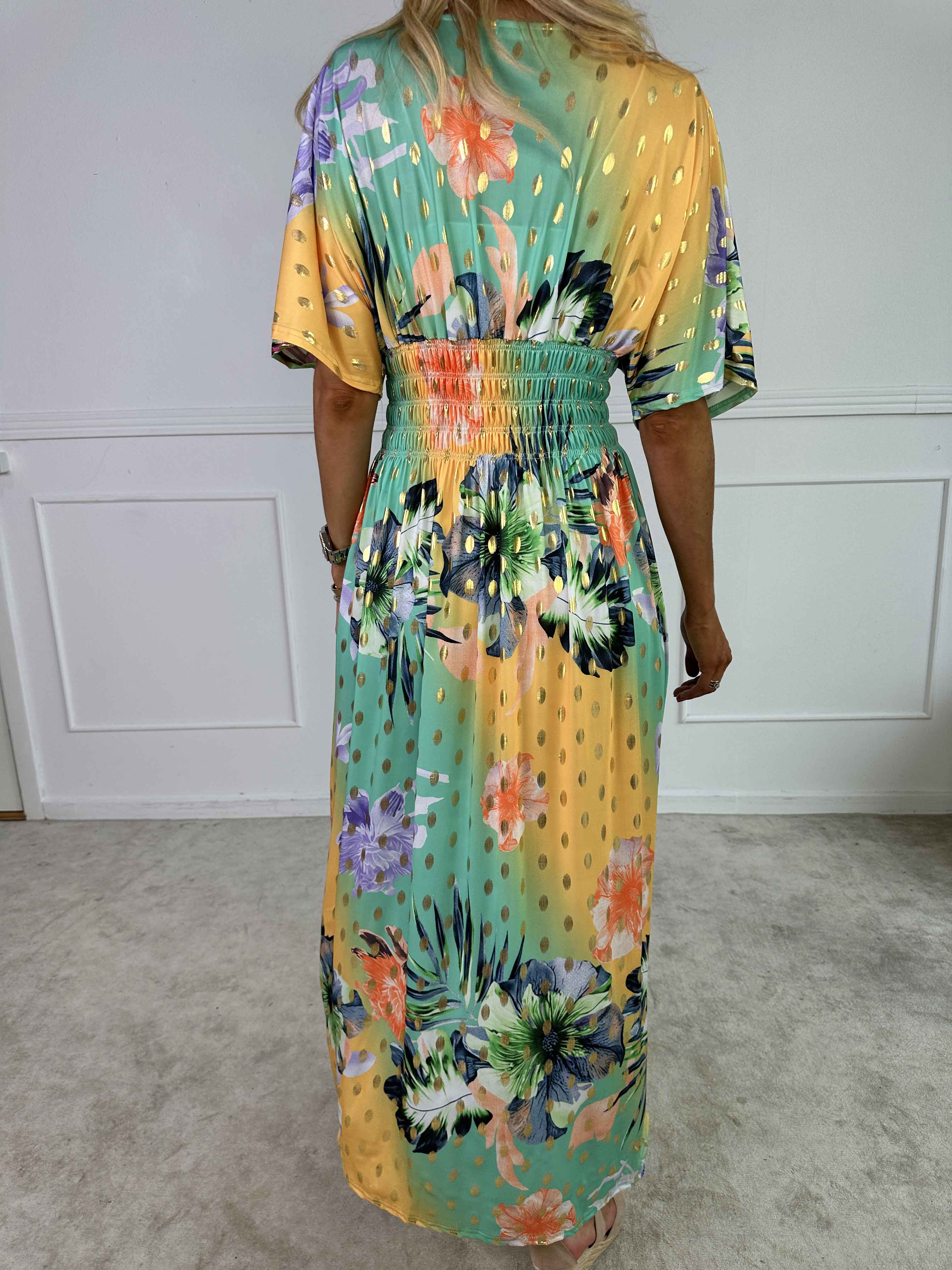 Pams Hawaii - Lång klänning i stretchtyg med blommönster